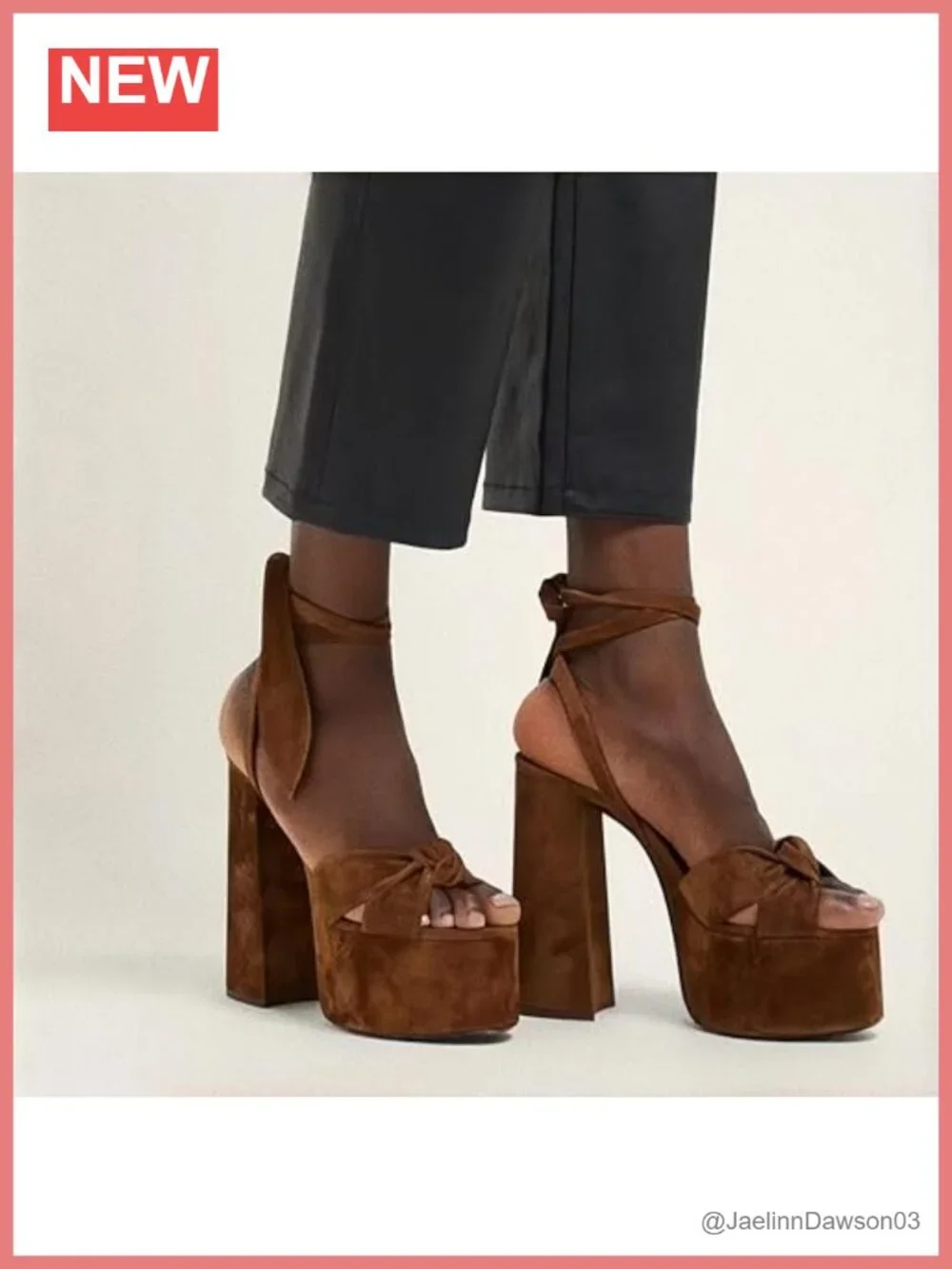 Chunky Platform Heels Sandals Peep Toe Lace Up Ankle Strap